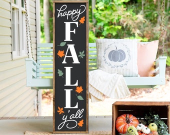 Happy Fall Yall Fall Porch Sign, Fall Wood Porch Leaner Sign, Farmhouse Fall Porch Decor, Fall Entryway Decor, Fall Mantel Decor