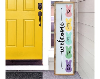 Welcome Peeps Easter Porch Leaner Sign, Easter Porch Decor, Easter Patio Decor, Easter Entryway Decor, Outdoor Easter Sign, Spring Decor