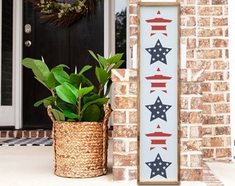 Stars and Stripes Welcome Porch Leaner, 4th of July Patriotic Porch Sign, Farmhouse Front Porch Decor, Entryway Decor, Summer Porch Decor