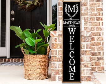 Personalized Monogram Welcome Porch Leaner Sign, Family Welcome Porch Sign, Front Door Decor, Farmhouse Front Porch Decor, Entryway Decor