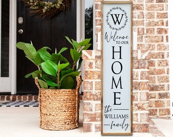 Personalized Monogram Welcome To Our Home Porch Leaner Sign, Family Welcome Porch Sign, Farmhouse Front Door Porch Decor, Entryway Decor