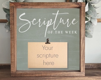 Scripture of the Week Clipboard Sign, Bible Verse Holder, Prayer Clipboard, Bible Verse Home Wall Decor, Christian Scripture Wood Sign