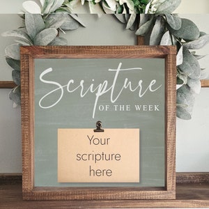 Scripture of the Week Clipboard Sign, Bible Verse Holder, Prayer Clipboard, Bible Verse Home Wall Decor, Christian Scripture Wood Sign