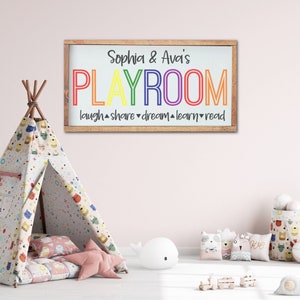 Personalized Playroom Wood Sign, Custom Playroom Sign, Playroom Sign, Playroom Decor, Kids Playroom Wall Decor, Playroom Sign with Names