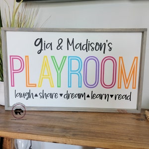 Personalized Playroom Wood Sign, Custom Playroom Sign, Playroom Sign, Playroom Decor, Kids Playroom Wall Decor, Playroom Sign with Names image 2