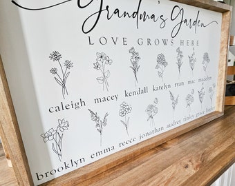 Mother's Day Gift, Mom's Garden Wood Sign, Personalized Gift for Mother's Day, Grandma's Garden Sign, Personalized Birth Flower Sign