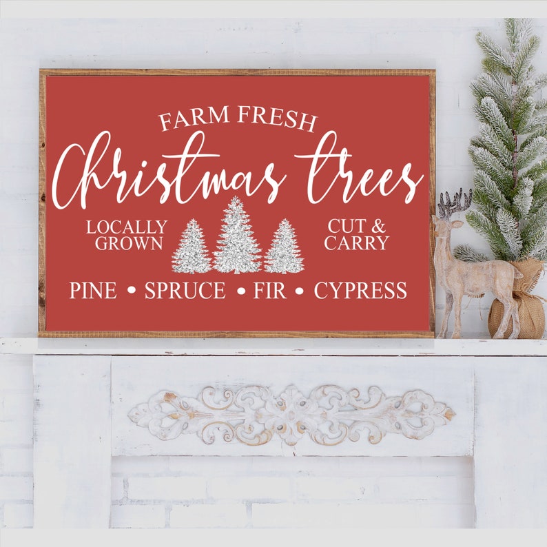 Farm Fresh Christmas Trees Sign, Christmas Tree Farm SIgn, Farmhouse Christmas Sign, Rustic Christmas Sign, Farmhouse Christmas Decor image 4