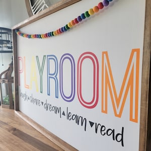 Playroom Sign, Playroom Beaded Garland Decor, Kids Playroom Wall Decor, Play Sign, Kids Wall Decor, Bedroom Play Sign, Gift for Kids