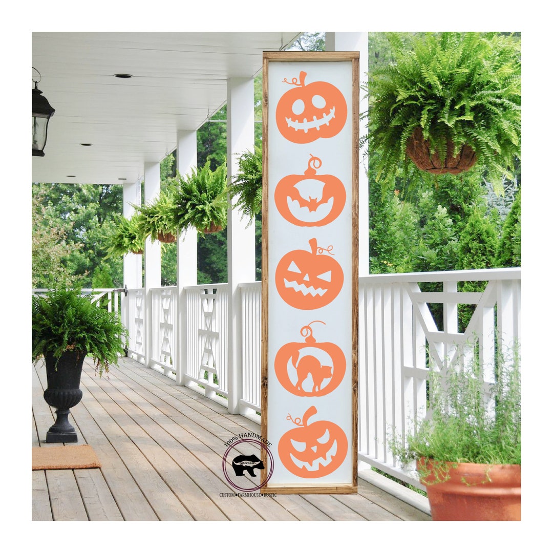 Pumpkin Porch Leaner Jack O Lantern Spooky Halloween Porch - Etsy