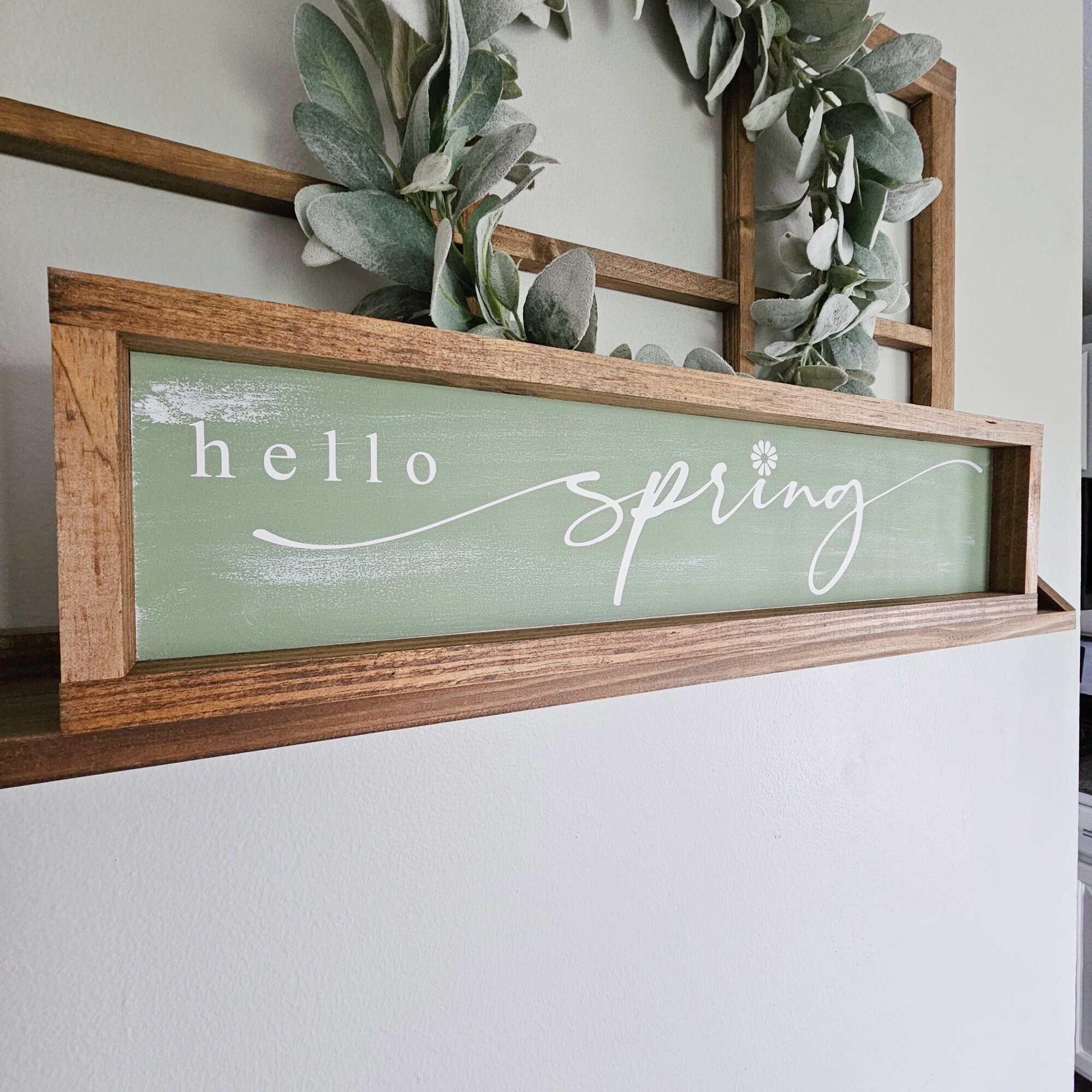 Hello Spring Wood Sign, Modern Farmhouse Spring Decor, Entryway Spring ...