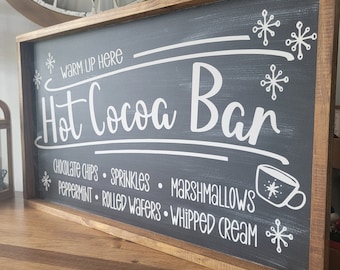 Hot Cocoa Bar Sign, Hot Chocolate Bar Sign, Christmas Coffee Bar, Christmas Kitchen Sign, Farmhouse Christmas Sign, Rustic Christmas Sign
