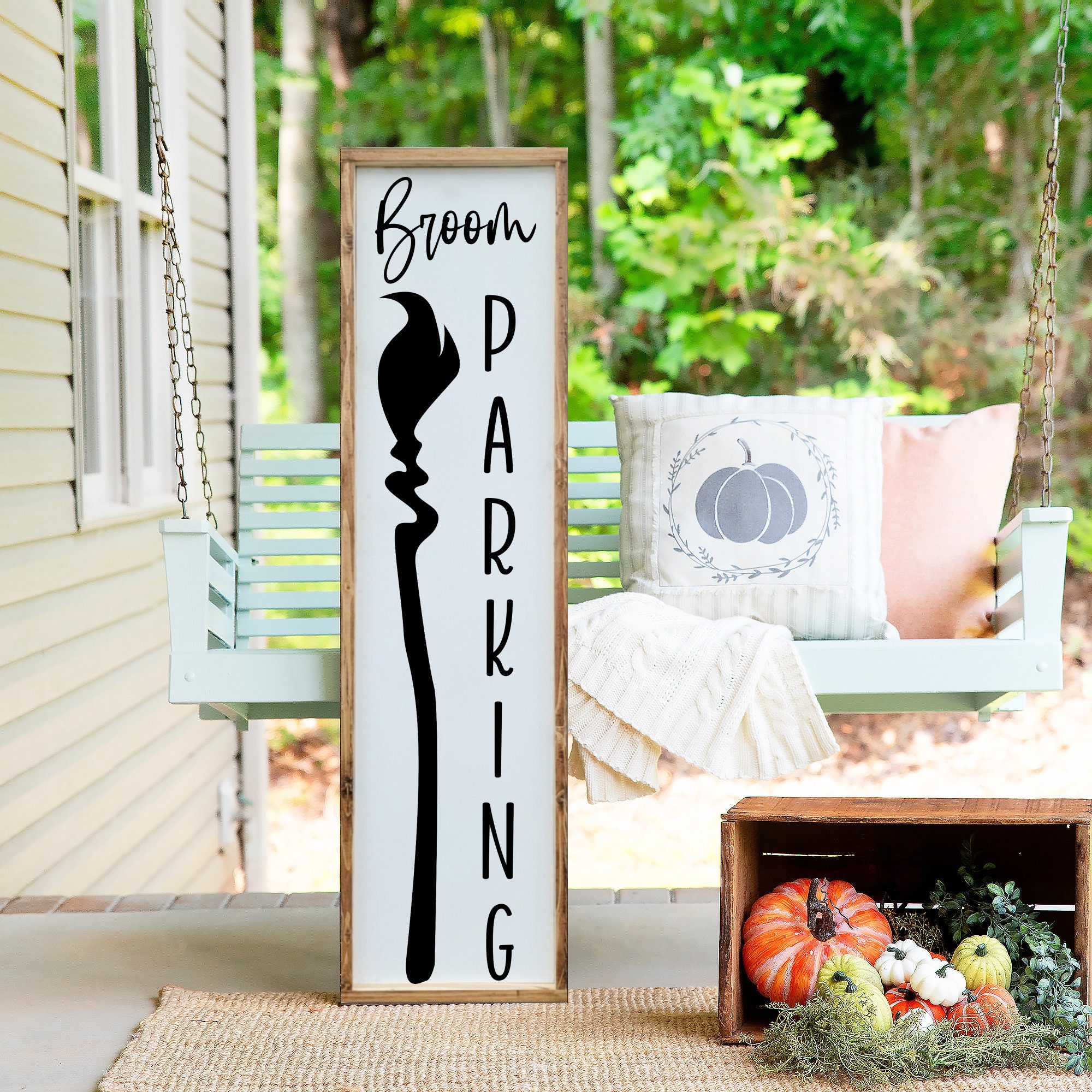 Broom Parking Porch Leaner Sign, Halloween Porch Leaner Sign, Halloween ...