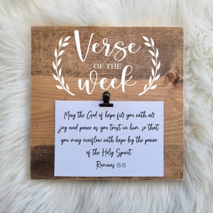 Letrero de madera con versículo bíblico de la semana, portapapeles con versículos bíblicos, portapapeles con oraciones, decoración de pared para el hogar con versículos bíblicos, letrero de madera con las Escrituras cristianas