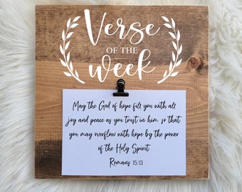 Bible Verse of the Week Clipboard Sign, Bible Verse Holder, Prayer Clipboard, Bible Verse Home Wall Decor, Christian Scripture Wood Sign