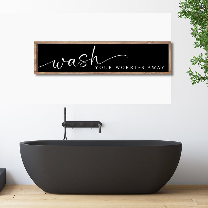 Wash Your Worries Away Farmhouse Bathroom Sign Modern - Etsy
