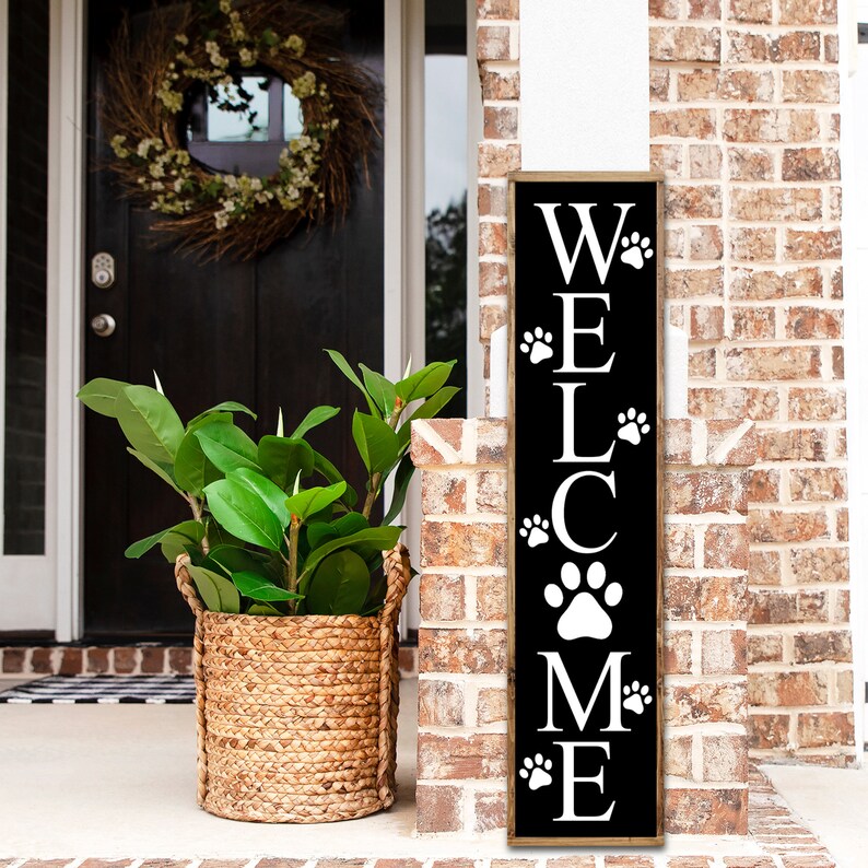 Porch Leaner Sign With Paw Prints Dog Porch Sign Pet Etsy