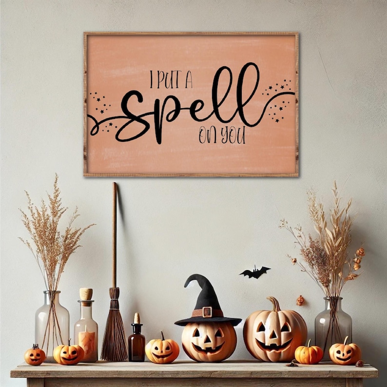 I Put A Spell On You Sign, Halloween Hocus Pocus Sign, Farmhouse Halloween Wood Decor, Halloween Mantel Decor, Fall Wood Sign Bild 5