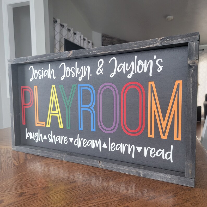 Personalized Playroom Wood Sign, Custom Playroom Sign, Playroom Sign, Playroom Decor, Kids Playroom Wall Decor, Playroom Sign with Names image 6