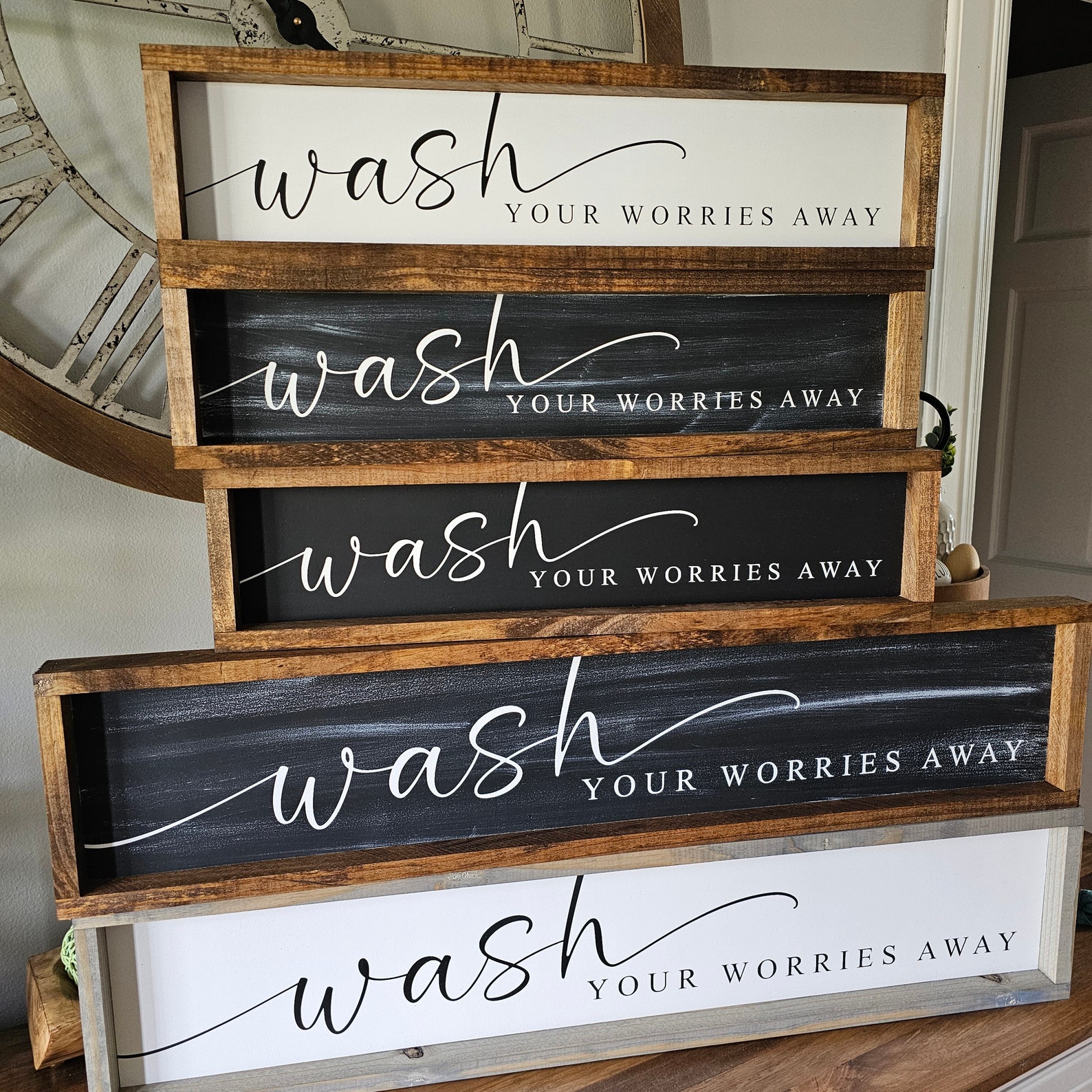 Wash Your Worries Away, Farmhouse Bathroom Sign, Modern Farmhouse ...