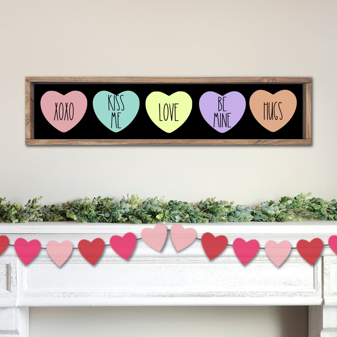 Conversation Heart Wood Sign Decor, Modern Farmhouse Valentine's Day ...