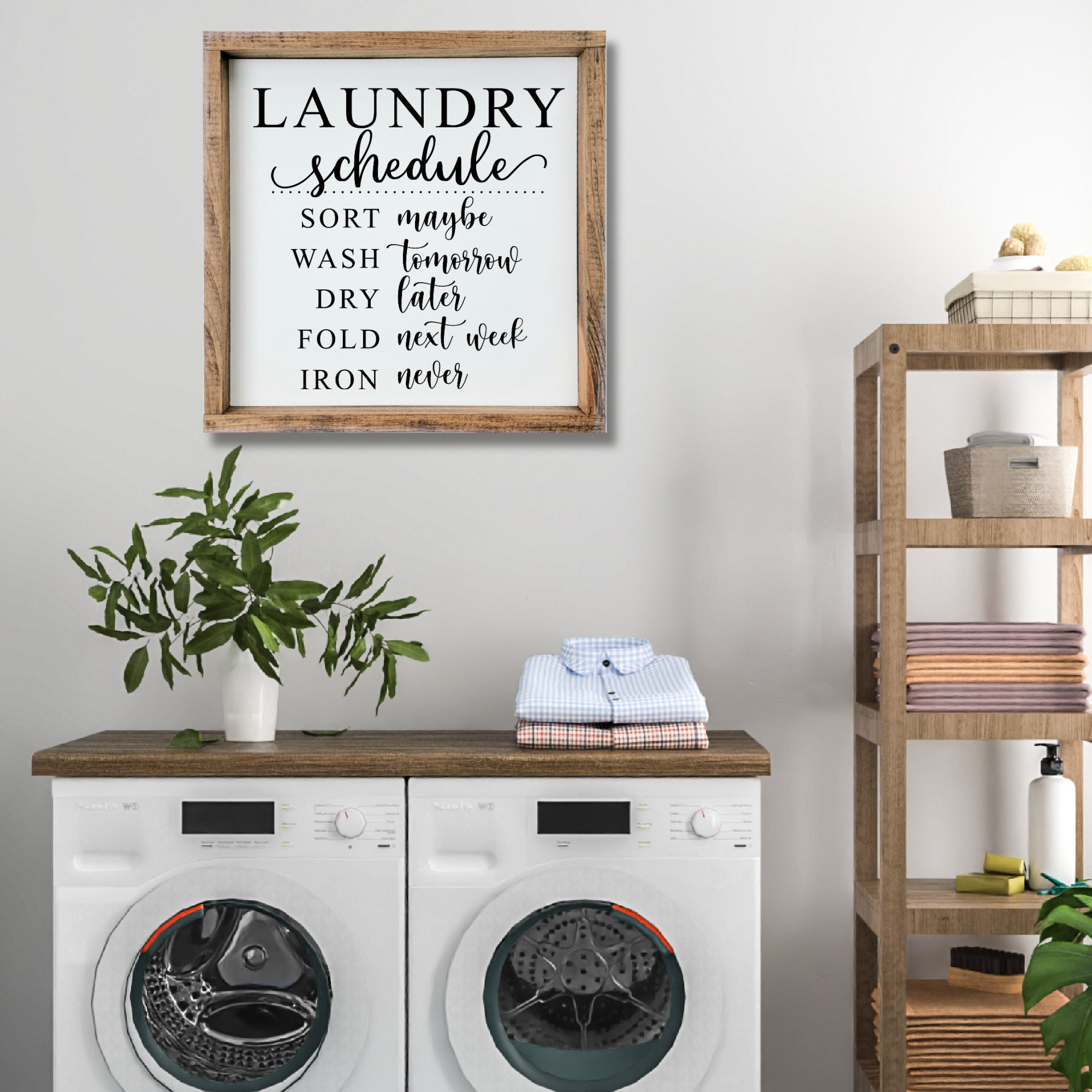 Laundry Schedule Sign, Funny Laundry Room Sign, Modern Farmhouse