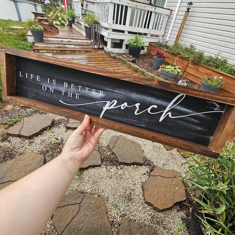 Life Is Better on the Porch Sign, Modern Farmhouse Spring Front Porch Decor, Entryway Decor, Boho Summer Porch Decor, Porch Wall Decor image 3