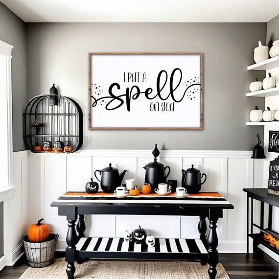 I Put A Spell On You Sign, Halloween Hocus Pocus Sign, Farmhouse Halloween Wood Decor, Halloween Mantel Decor, Fall Wood Sign