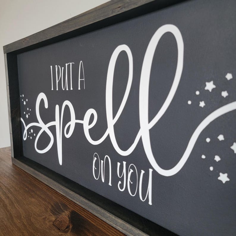 I Put A Spell On You Sign, Halloween Hocus Pocus Sign, Farmhouse Halloween Wood Decor, Halloween Mantel Decor, Fall Wood Sign Bild 2