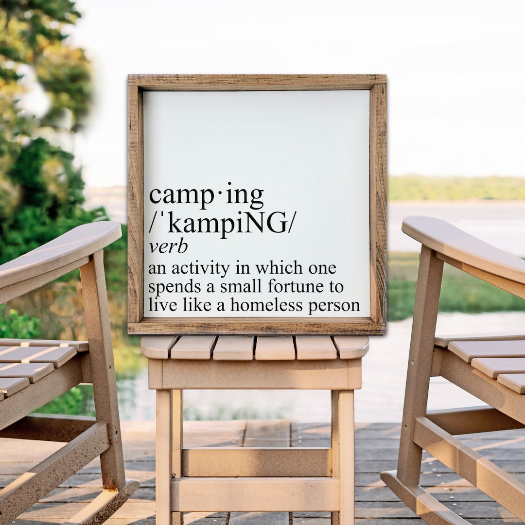 Camping Definition Sign Funny Camping Wood Sign Camping Etsy