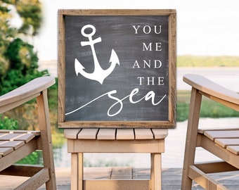 You Me and the Sea Wood Sign, Boho Beach House Wall Decor, Beach Home Decor, Coastal Wood Decor, Lake House Nautical Decor, Beach Wall Art