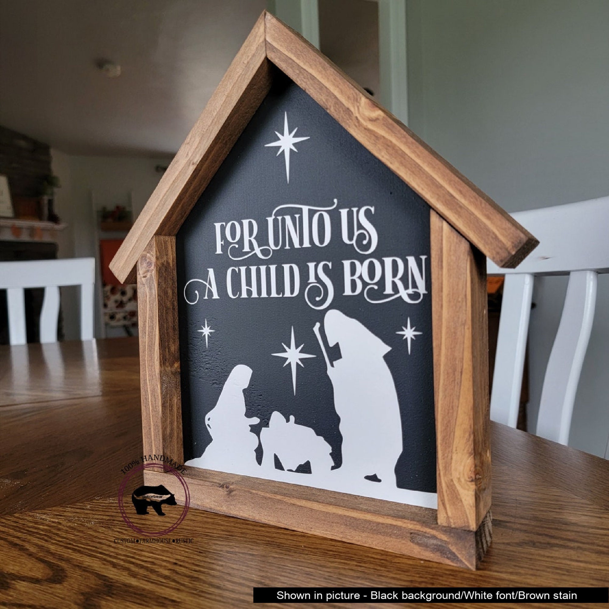 For Unto Us A Child is Born Sign, Nativity Scene Sign, Manger Sign ...