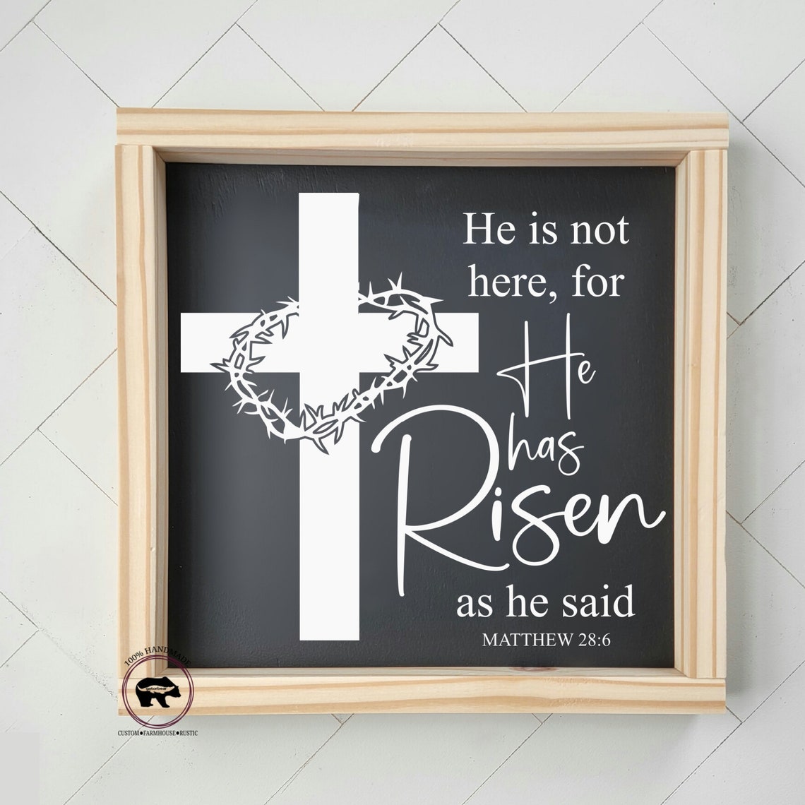 He Has Risen Sign Resurrection Sign Farmhouse Easter Sign Etsy