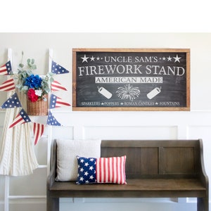Uncle Sam&#39;s Firework Stand Sign, 4th of July Wood Sign, Fourth of July Sign, 4th of July Farmhouse Decor, Patriotic Decor, Summer Decor