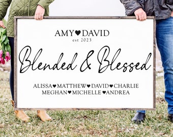 Blended and Blessed Sign, Personalized Blended Family Name Sign, The Perfect Blend Sign, This is Us Sign, Wedding Gift, Adoption Family Sign