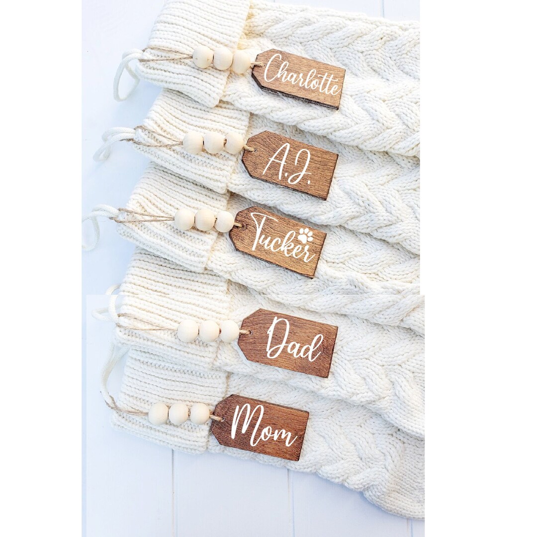 Stocking Tags, Christmas Gift Tags, Wood/acrylic Personalized Tags