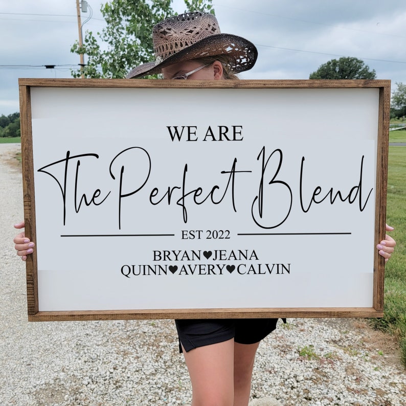 The Perfect Blend Family Sign, Personalized Family Sign, Blended Family Sign, Custom Family Sign, Blended and Blessed Sign, This is Us Sign Bild 1
