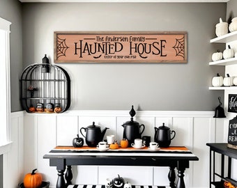 Personalized Haunted House Sign, Halloween Entryway Sign, Halloween Wall Decor, Modern Farmhouse Halloween Decor, Halloween Mantel Decor