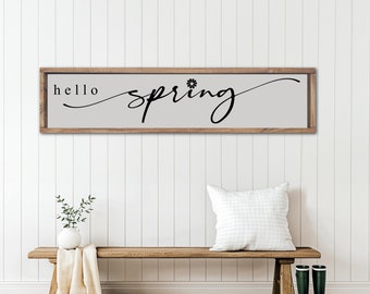 Hello Spring Wood Sign, Modern Farmhouse Spring Decor, Entryway Spring Decor, Spring Wall Art Decor, Spring Mantel Decor, Spring Quote Sign