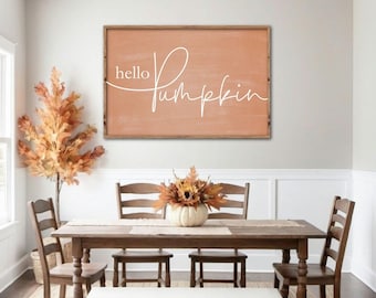 Letrero de &quot;Hola Calabaza&quot;, Letrero de Madera con Calabaza, Letrero Rústico de Otoño, Letrero de Otoño de Granja, Decoración de Calabaza, Letrero de Otoño, Decoración de Repisa de Otoño, Decoración de Otoño