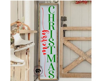 Merry Christmas Porch Leaner Sign, Farmhouse Welcome Merry Christmas Porch Decor, Christmas Entryway Decor, Christmas Mantel Decor