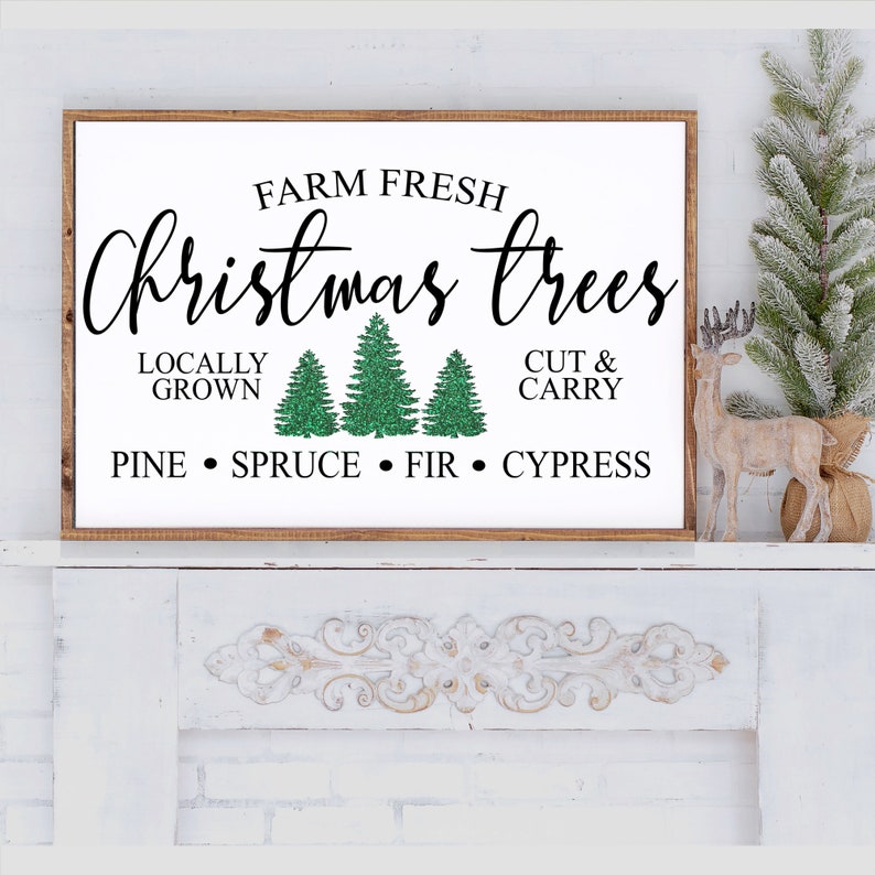 Farm Fresh Christmas Trees Sign, Christmas Tree Farm SIgn, Farmhouse Christmas Sign, Rustic Christmas Sign, Farmhouse Christmas Decor image 1