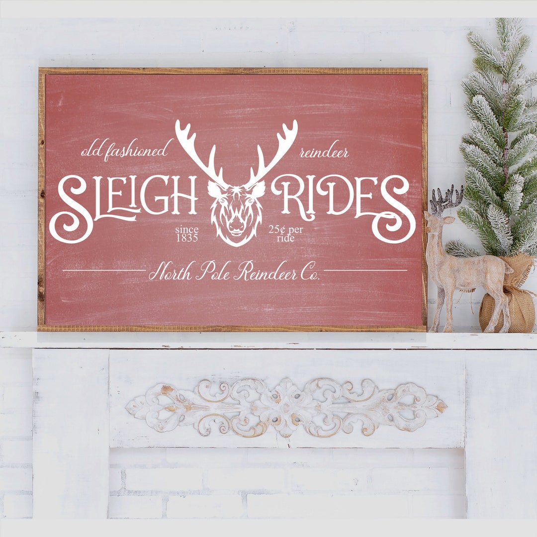 Sleigh Races Sign Reindeer Sleigh Rides Sign, Modern Farmhouse Christmas Sign, Christmas ...