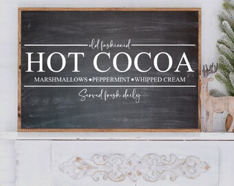 Hot Cocoa Bar Sign, Hot Chocolate Bar Sign, Christmas Coffee Bar, Christmas Kitchen Sign, Farmhouse Christmas Sign, Rustic Christmas Sign