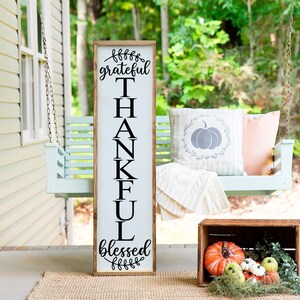 Grateful Thankful Blessed Fall Welcome Sign Thanksgiving Wood - Etsy