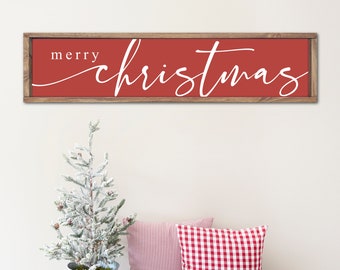 Merry Christmas Wood Sign, Modern Farmhouse Christmas Wall Decor, Christmas Entryway Decor, Christmas Mantle Decor, Holiday Home Decor