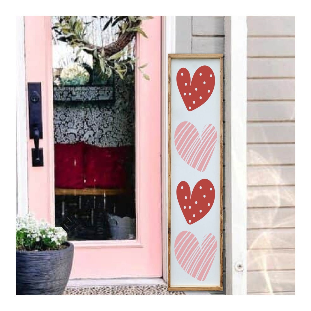 Heart Valentine's Day Porch Leaner Sign, Valentine's Day Welcome Porch ...