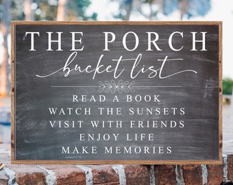 The Porch Bucket List Sign, Modern Farmhouse Spring Porch Decor, Entryway Decor, Summer Porch Decor, Welcome to the Porch Sign