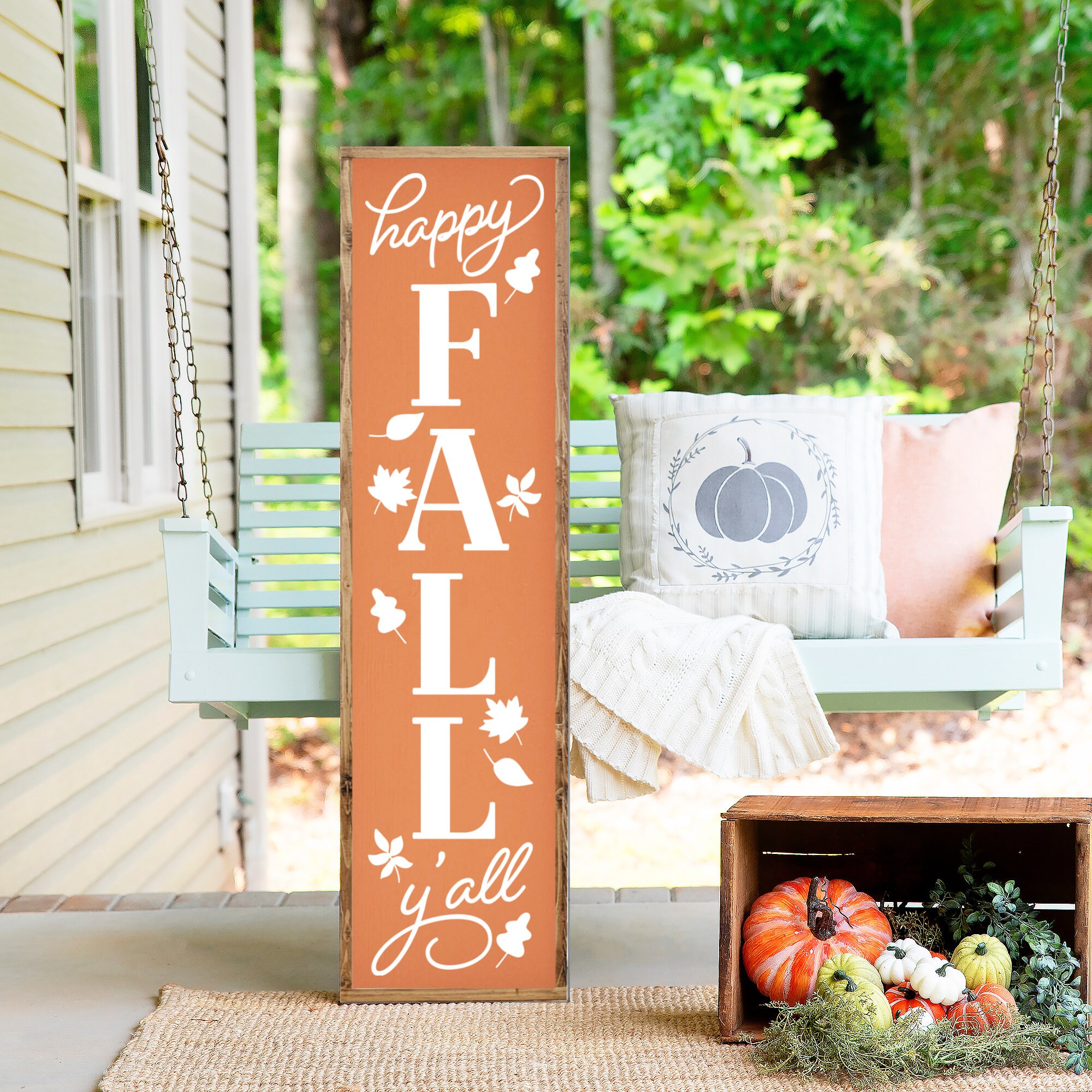 Fall Leaner Happy Fall Yall Fall Porch Sign, Fall Wood Porch Leaner Sign, Farmhouse ...