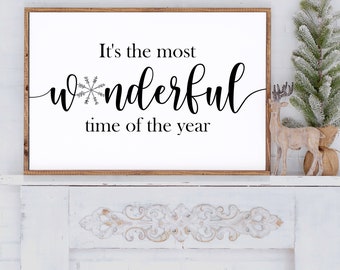 It's the Most Wonderful Time of the Year Sign, Snowflake Sign, Farmhouse Christmas Sign, Rustic Christmas Sign, Farmhouse Christmas Decor