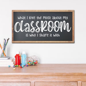 What I Love Most About My Classroom is Who I Share it With Sign, Classroom Signs, Classroom Decor, Teacher Sign, Teacher Appreciation